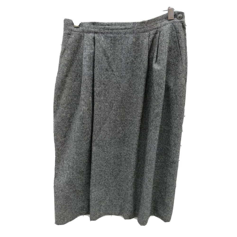 GIORGIO ARMANI Gray Wool Womens Pencil A line Skirt Size 48 Button Zip Italy